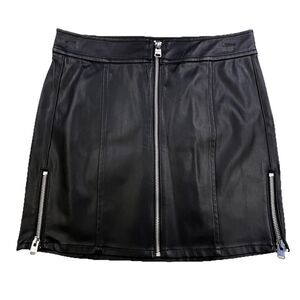 Express Faux Leather Min Skirt Women Size 0 Black Zip Front & Sides